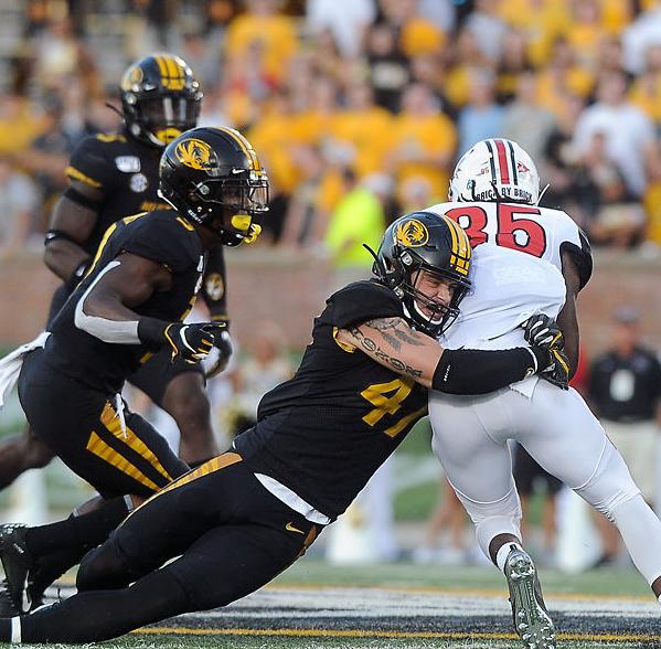 Cale Garrett brings down SEMO wide receiver Aaron Alson